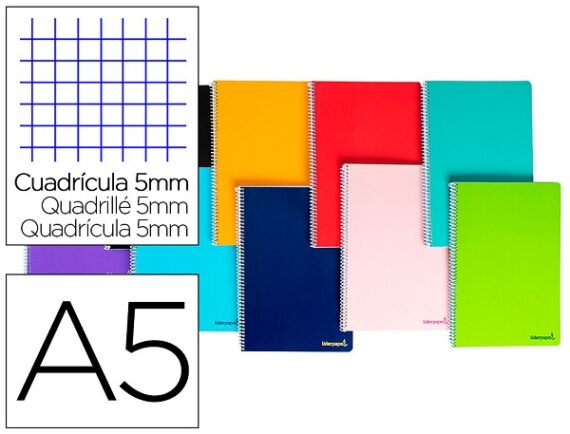 Caderno espiral A5 quadriculado