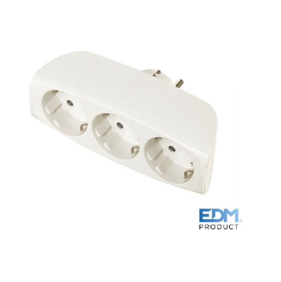 Ficha Schuko Femea Tripla Retractilado