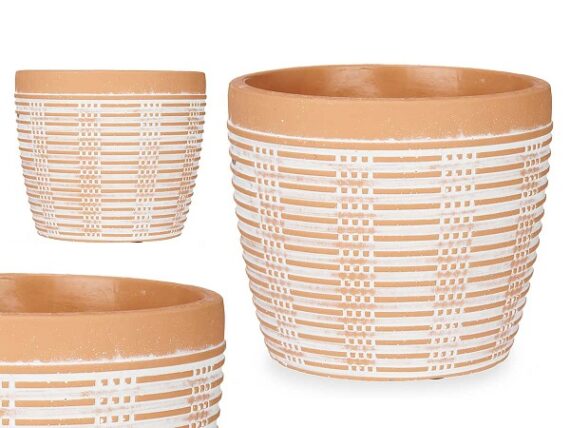 Vaso terracota redondo riscas 17x15