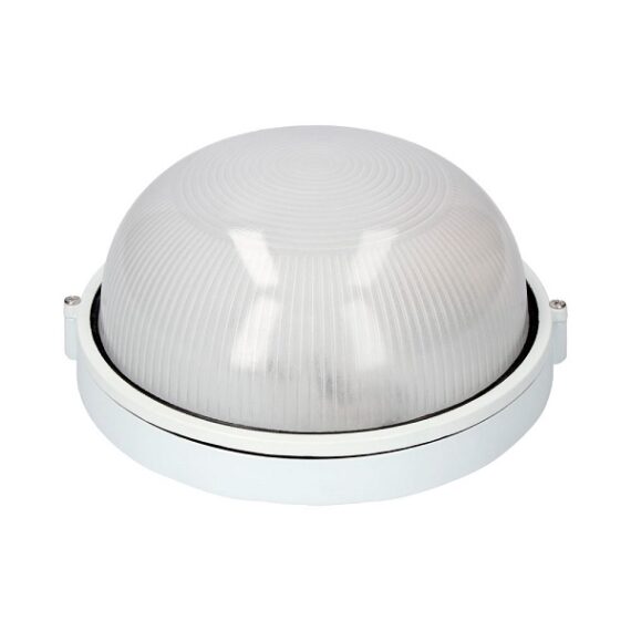 APLIQUE REDONDO DE ALUMÍNIO IP54. COR BRANCO 1xE27 100W Ø23,8x11cm MODELO CAMBRILS EDM