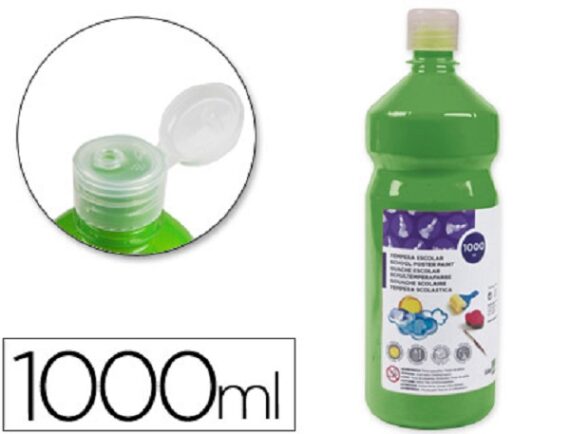 Guache escolar liderpapel 1000 ml verde.