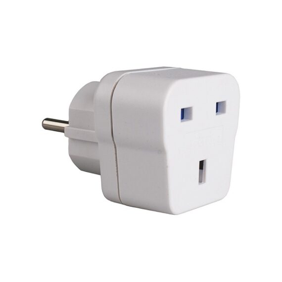 ADAPTADOR INGLÊS COM T/TL (PARA VIAJAR PARA ESPANHA) 13A 4,8mm BRANCO AV1 SOLERA
