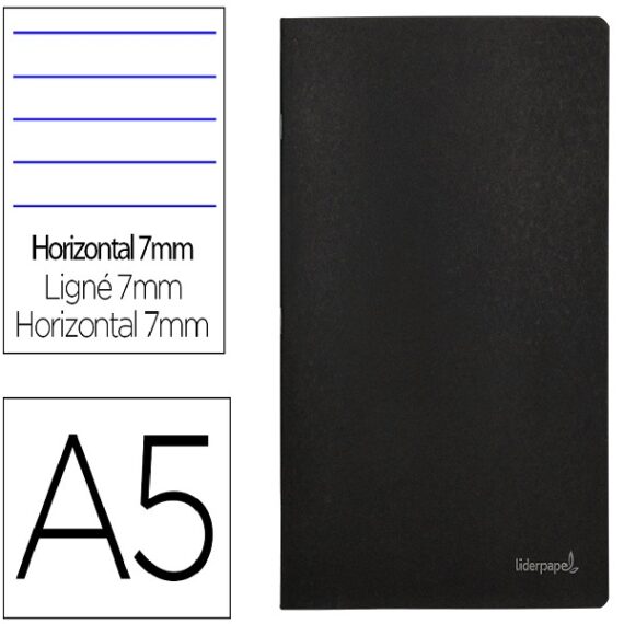 CADERNO AGRAFADO LIDERPAPEL CAPA PRETA DIN A5 80 F PAUTADO 60GR