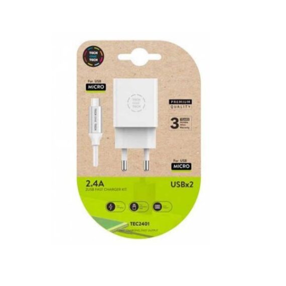 CARREGADOR DUPLO + CABO MICRO USB