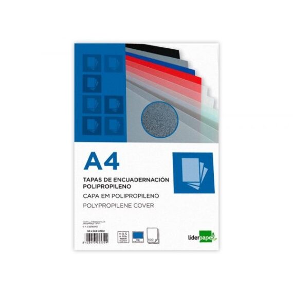 Capa de encadernacao liderpapel polipropileno din a4 0.5 mm fumada pack de 100 unidades.