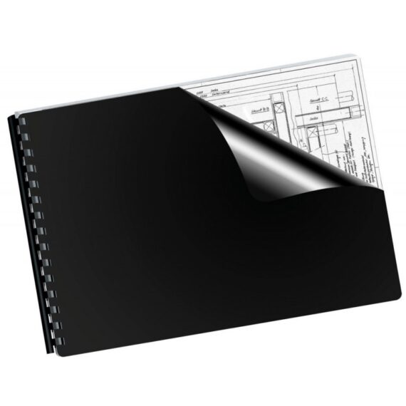 Capa de encadernacao liderpapel polipropileno din a4 0.5 mm preta pack de 100 unidades.