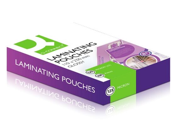 Bolsa de plastificar q-connect 110 x 230 mm 125 microns caixa de 100 unidades.