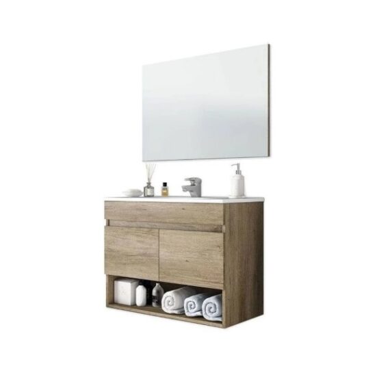 Armario de WC com Espelho 2 Portas ARKITMOBEL Castanho 80cm