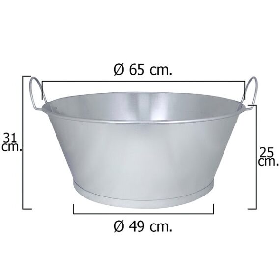 Bacia  Galvanizado 26 '65x25 cm. 54 litros