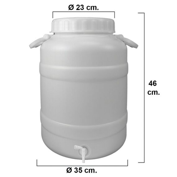 Garrafa PlAstica Alimentar Garrafa C/Torneira e Boca Larga 30 Lt