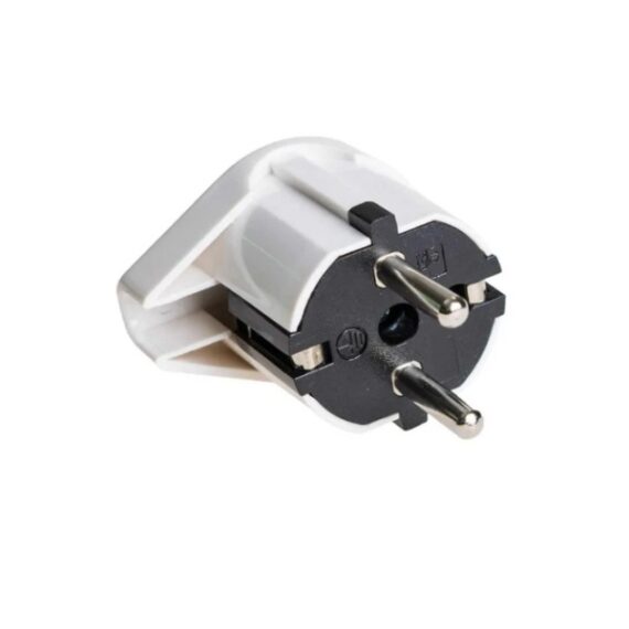 Ficha Schuko Macho com Terra Lateral 220V Branco Solera