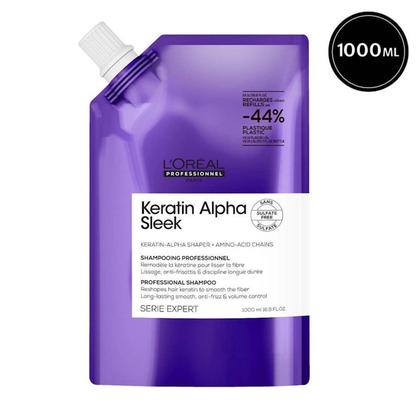 Loreal Keratin Alpha Sleek Refil Shampo 1000ml